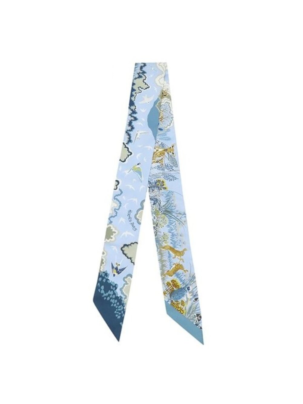 Hermes Scarf Twilly Silk Blue Ciel Marine Green Rewilding